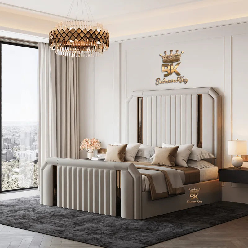 Florida luxury velvet bed with elegant upholstered design