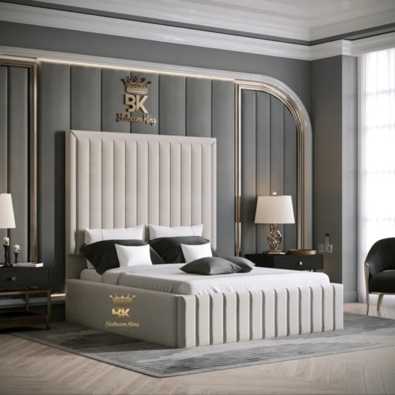 New Mexico fabric upholstered king bed frame with modern style