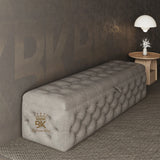 Dakota storage ottoman in silver Naples fabric with lift-top hidden storage
