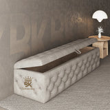 Stylish Dakota storage ottoman bench in silver Naples fabric for home organization