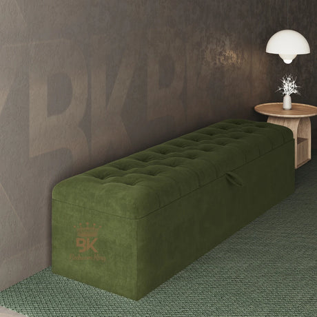 Green color storage ottoman - Bedroomking