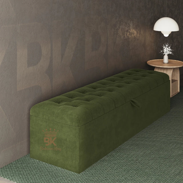 Green color storage ottoman - Bedroomking