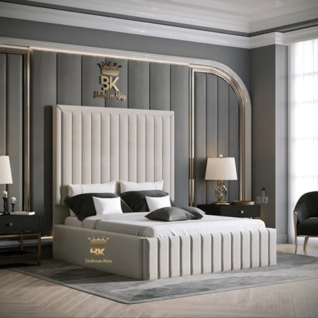 New Mexico fabric upholstered king bed frame with modern style