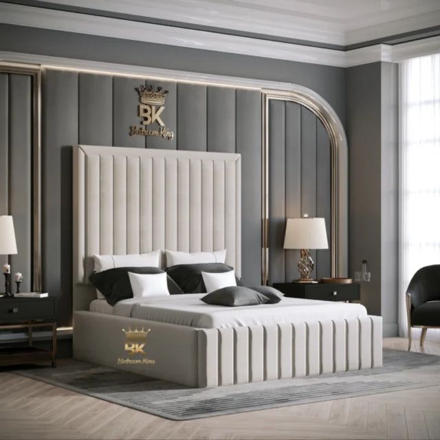 New Mexico fabric upholstered king bed frame with modern style