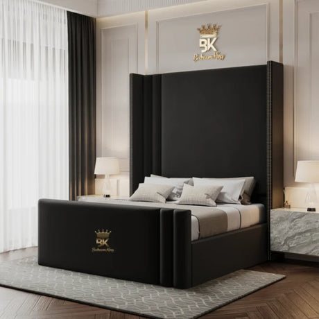 North Carolina wingback upholstered storage bed with padded headboard