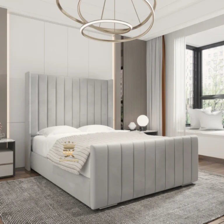 Virginia upholstered bed with soft padding and sturdy base